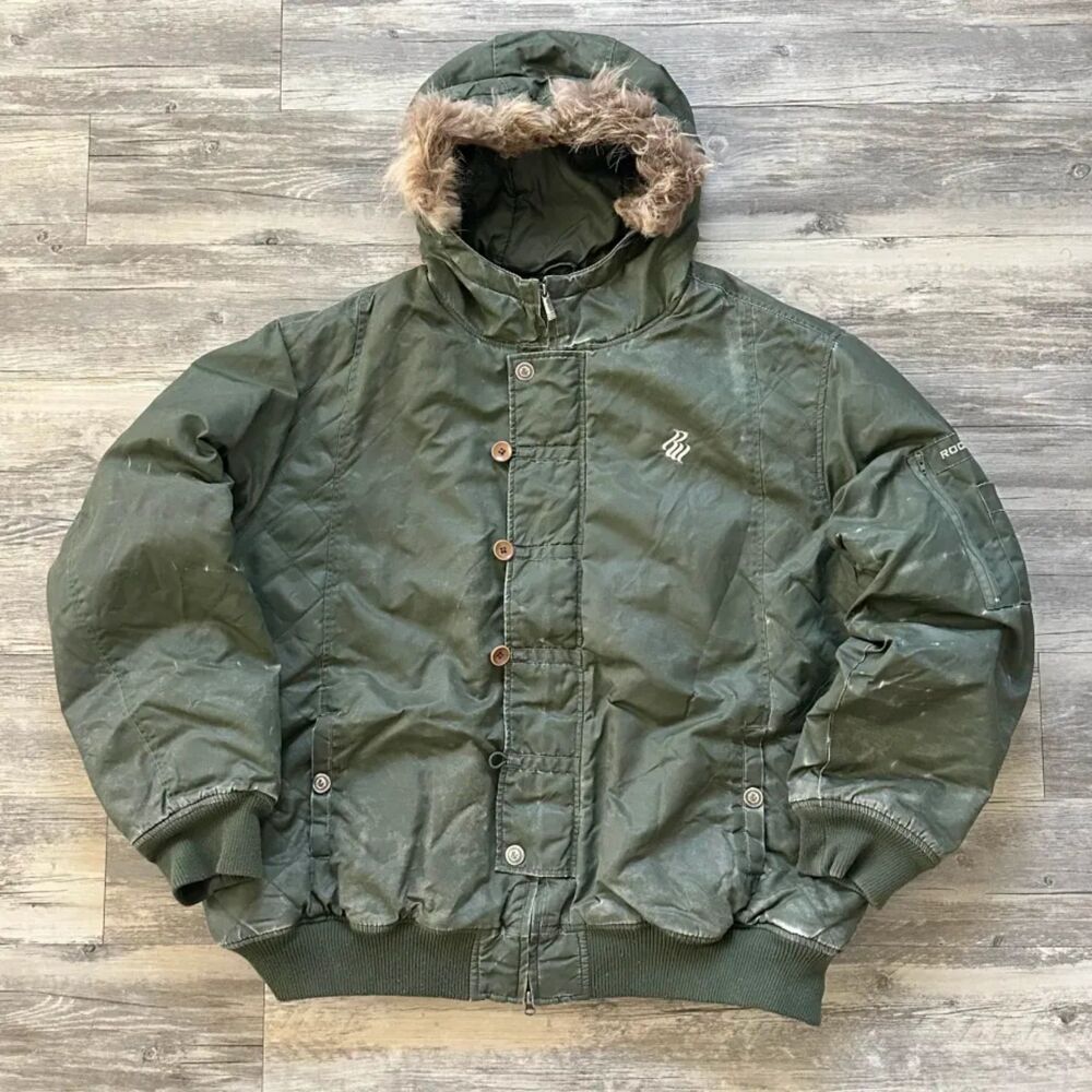 Vintage Rocawear Military Style Flight Bomber Jacket Size 3XL